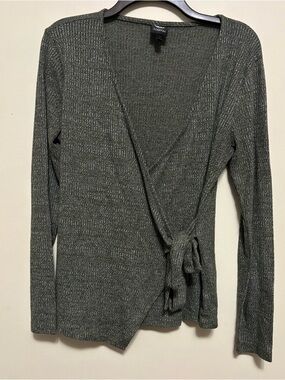 Bobeau Sz L Women's Long Sleeve Wrap Top